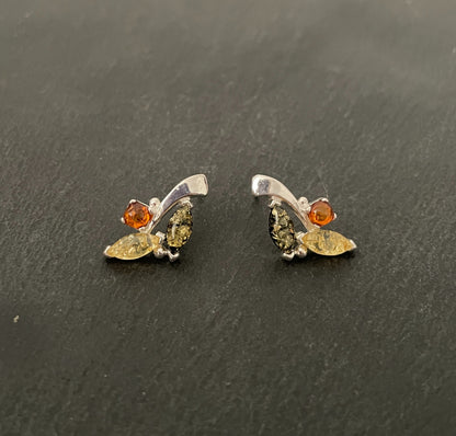 Amber and Silver Studs image 0