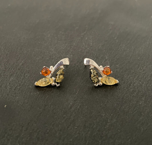 Amber and Silver Studs image 0