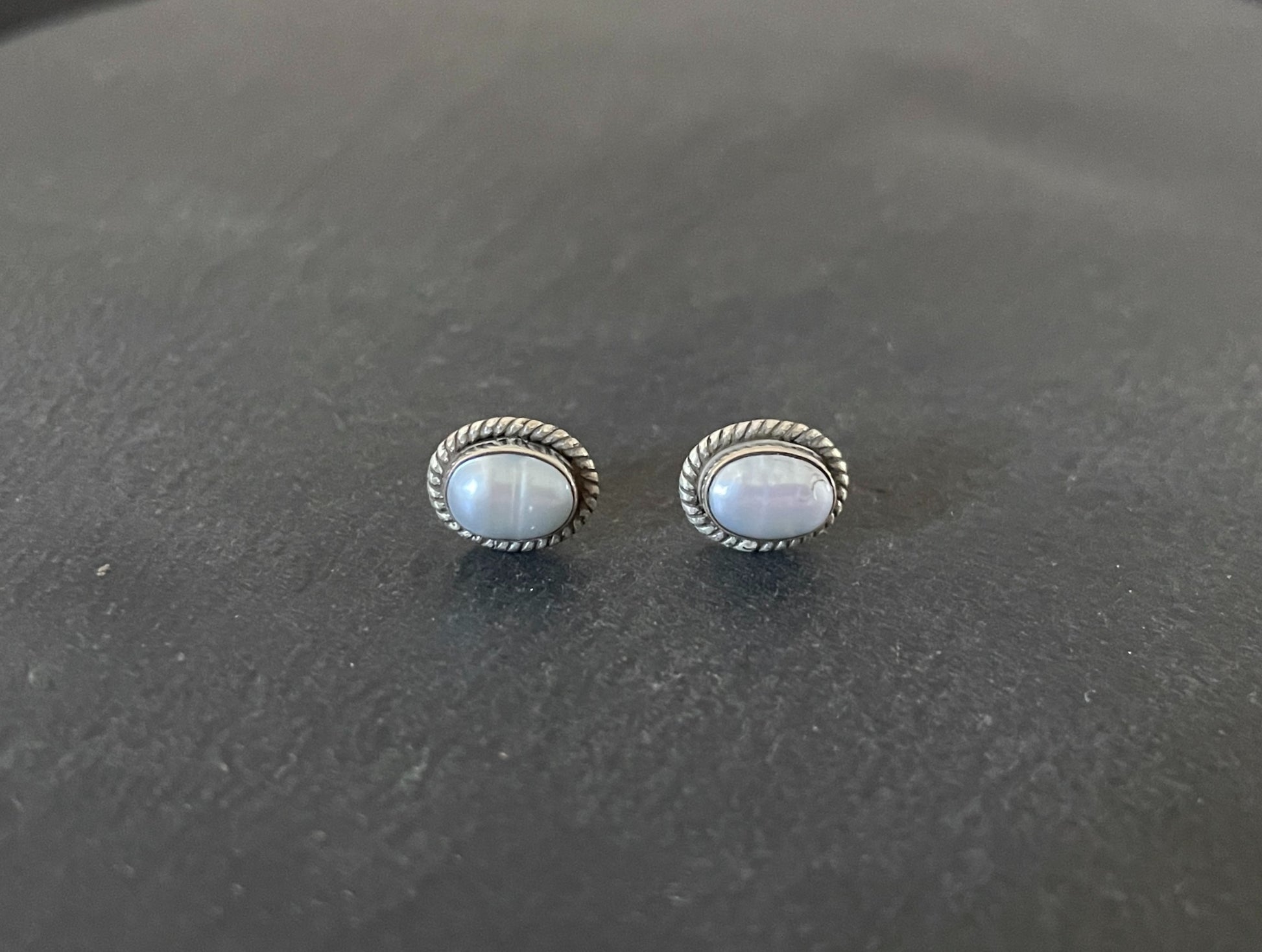 Oval Pearl Stud Earrings image 0