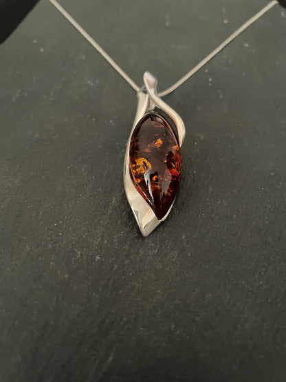Amber and Silver Pendant image 2
