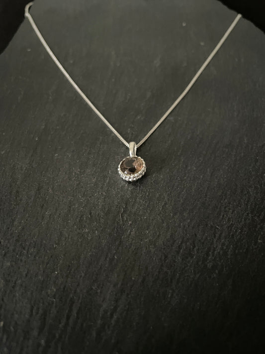 Round Smokey Quartz Pendant image 1