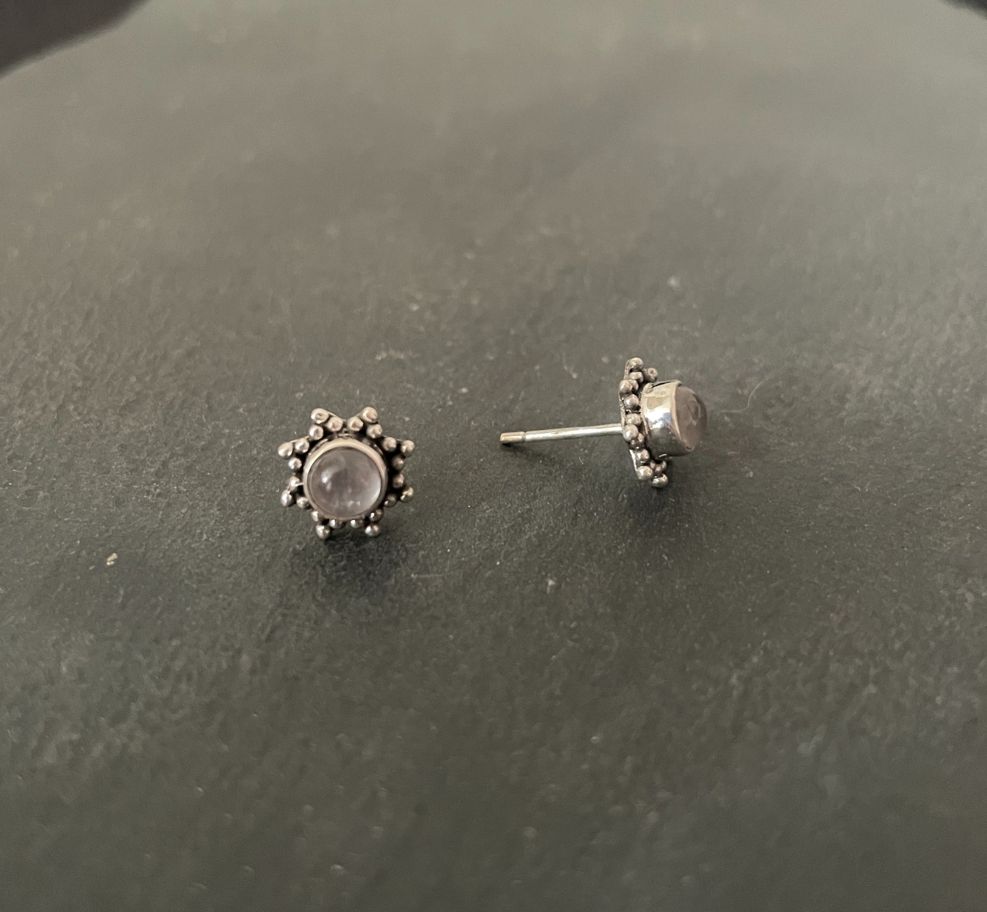 Rose Quartz and Silver Studs image 1