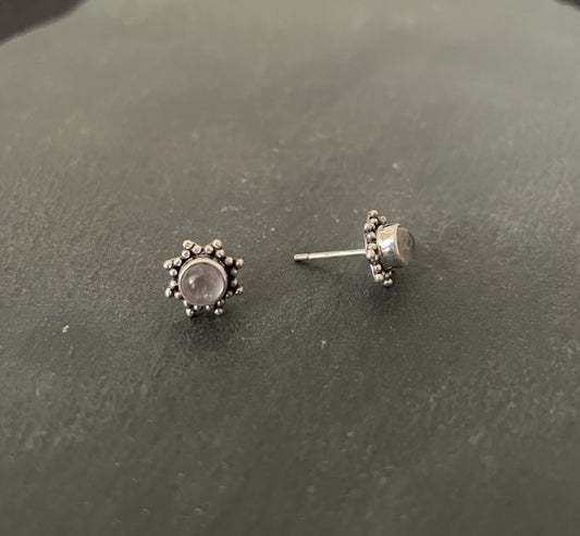Rose Quartz and Silver Studs image 1