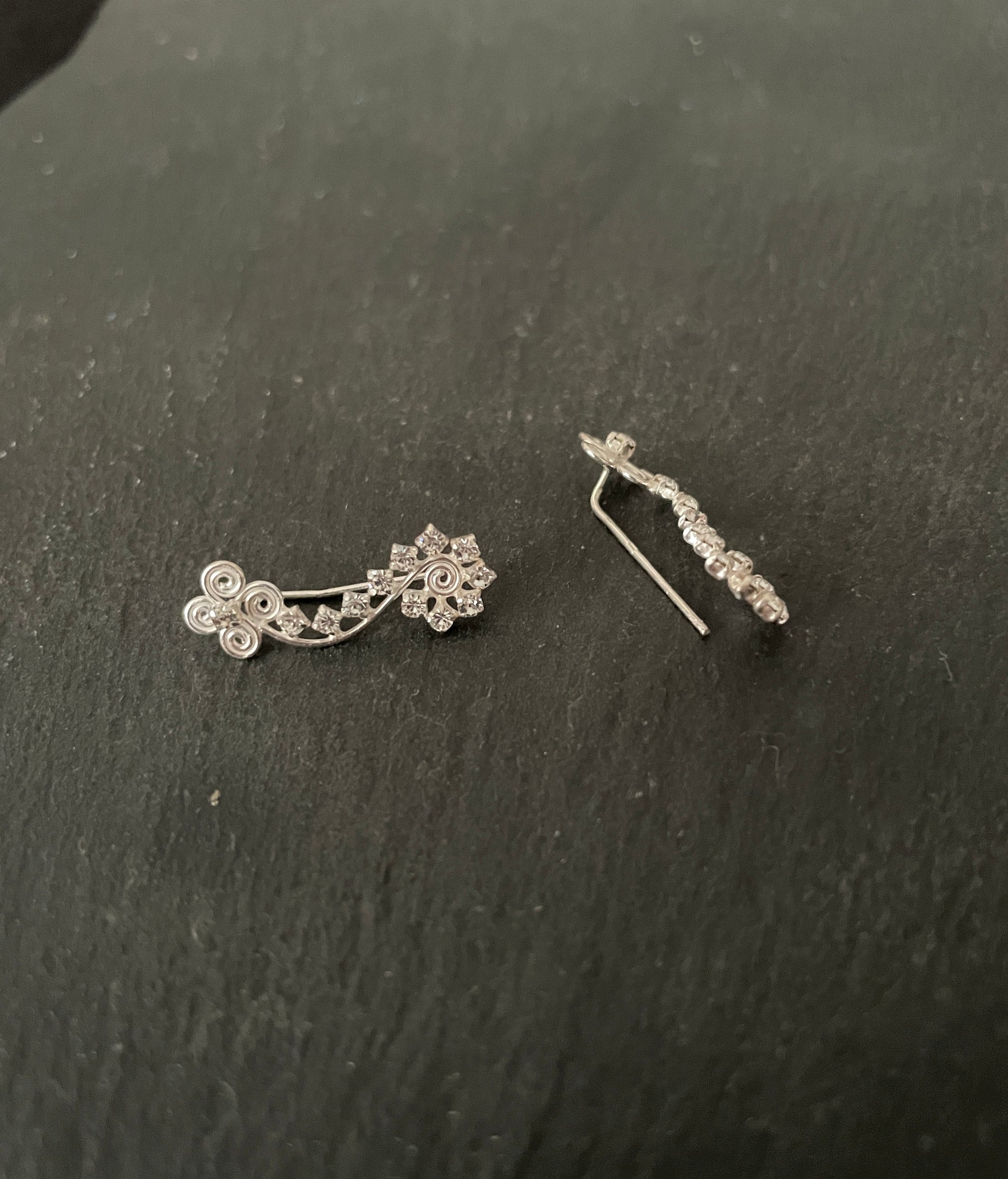 Swirl Flower Cubic Zirconia Ear Climbers image 2