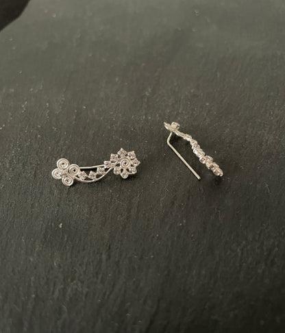 Swirl Flower Cubic Zirconia Ear Climbers image 2