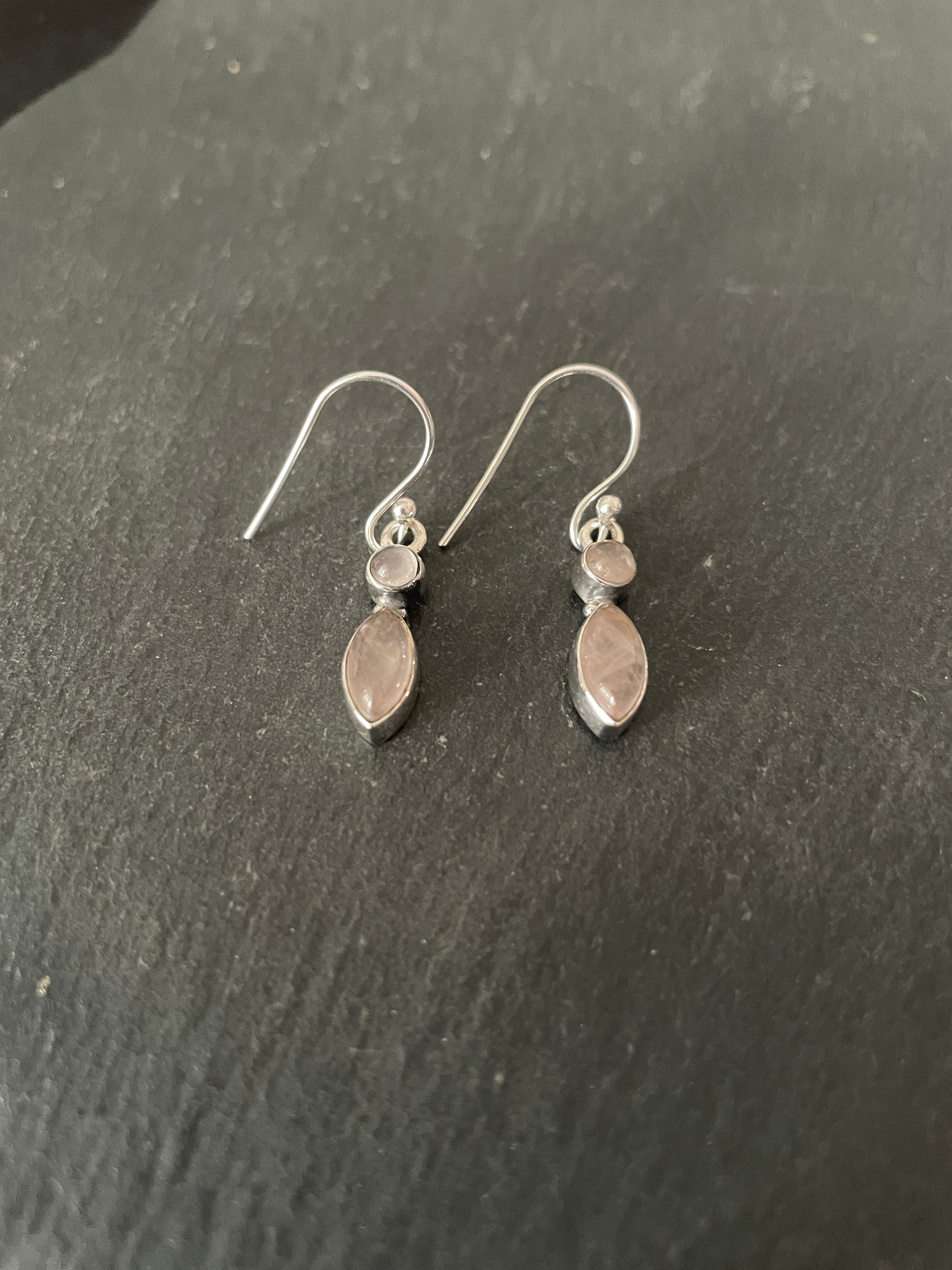 Two Stone Rose Quartz and Silver Earrings image 1