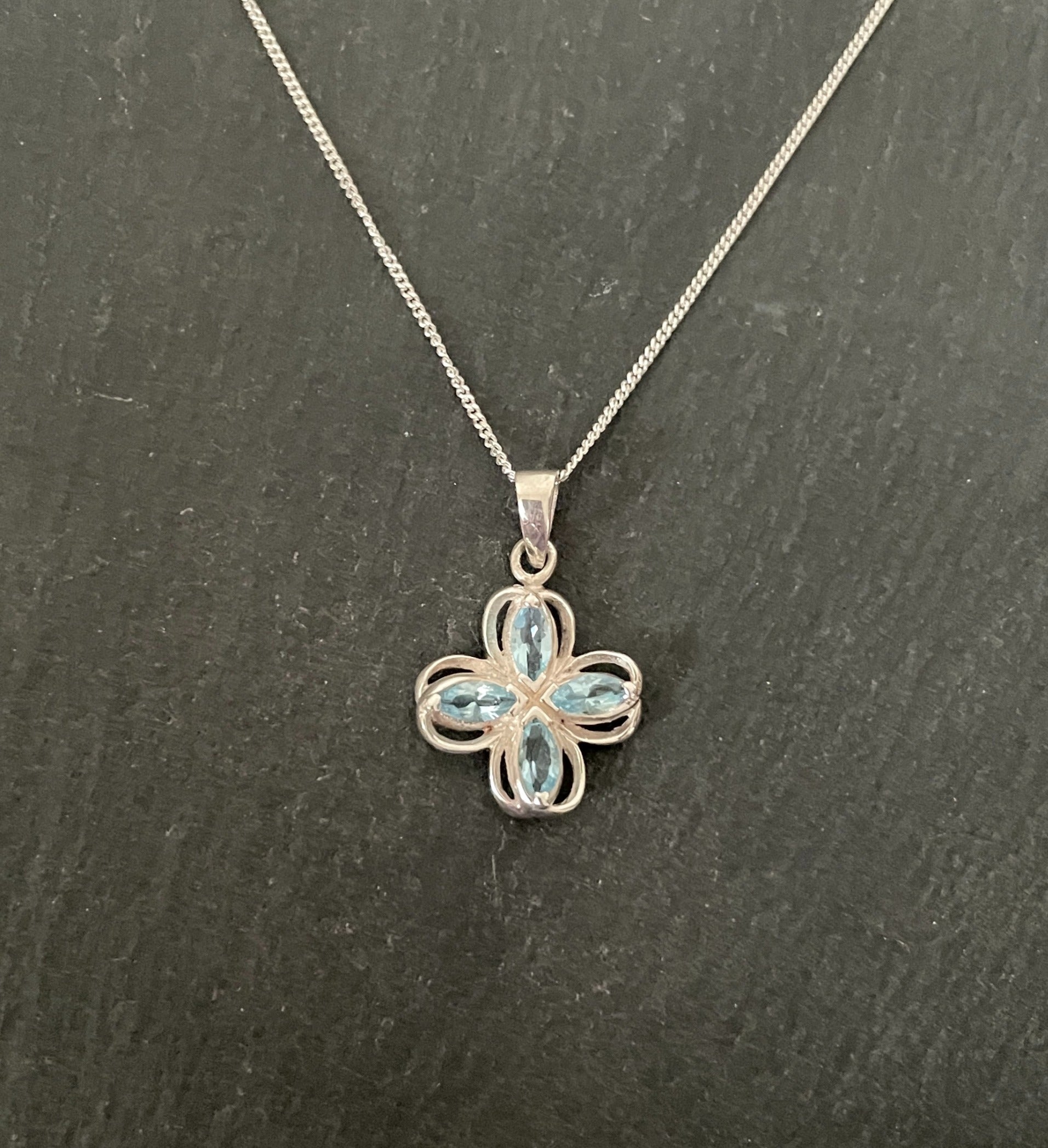 Coloured Cubic Zirconia Flower Pendant image 2