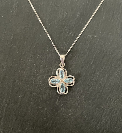 Coloured Cubic Zirconia Flower Pendant image 2