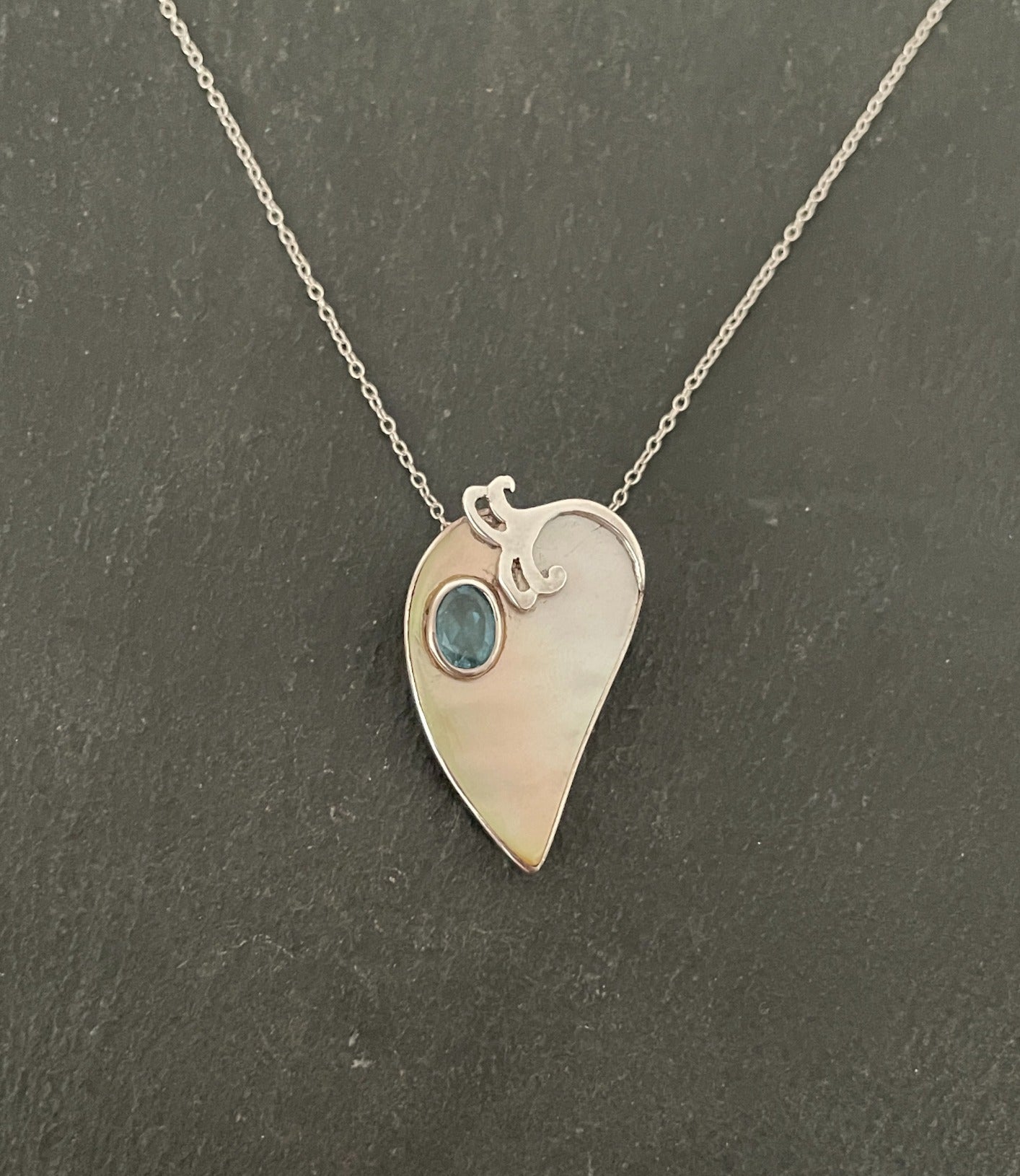 Blue Topaz and Mother of Pearl Pendant image 0