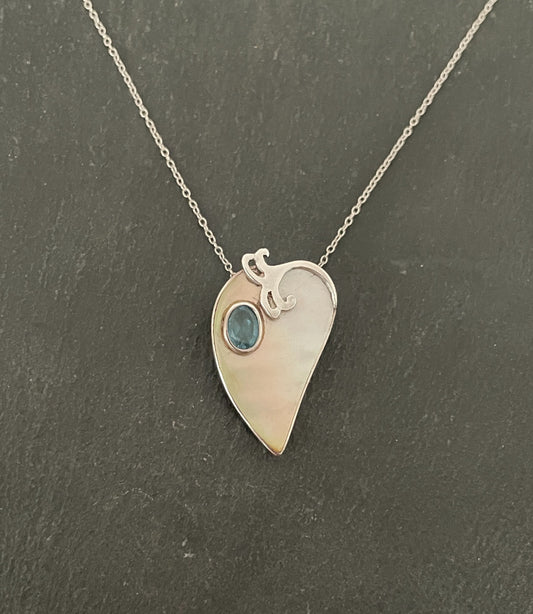 Blue Topaz and Mother of Pearl Pendant image 0