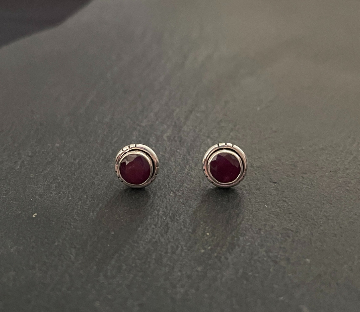 Round Ruby Studs image 0