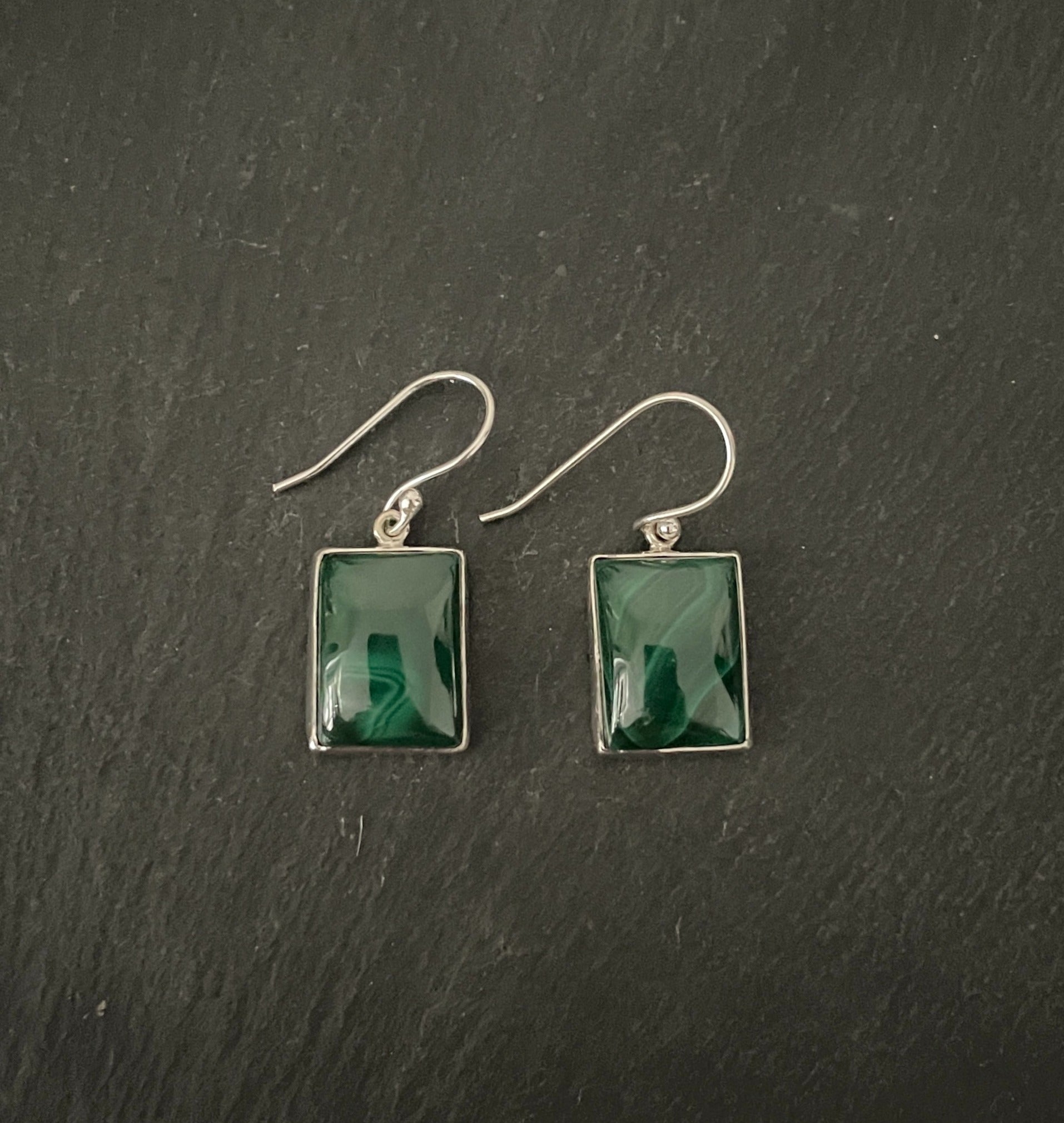 Malachite Rectangle Earrings image 0