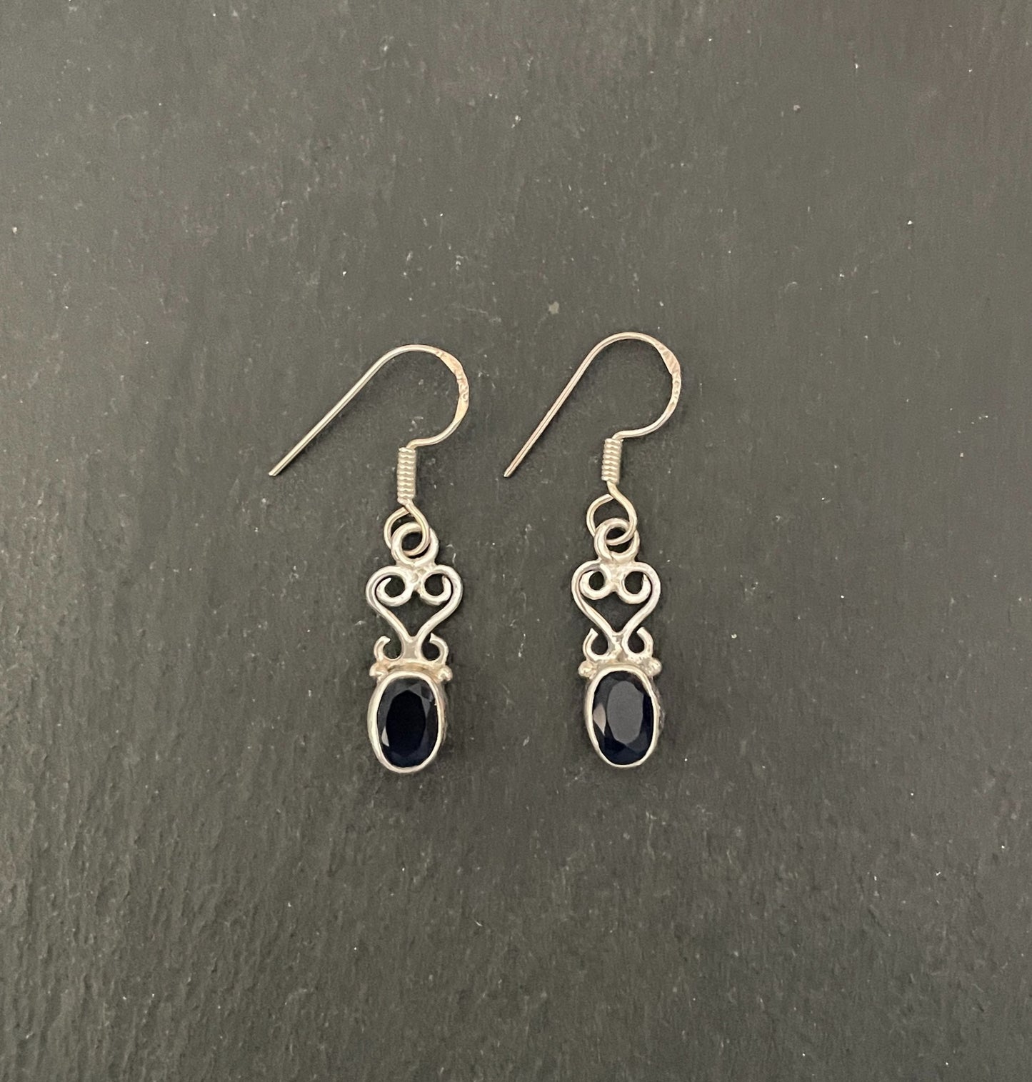 Oval Sapphire and Silver Earrings image 0