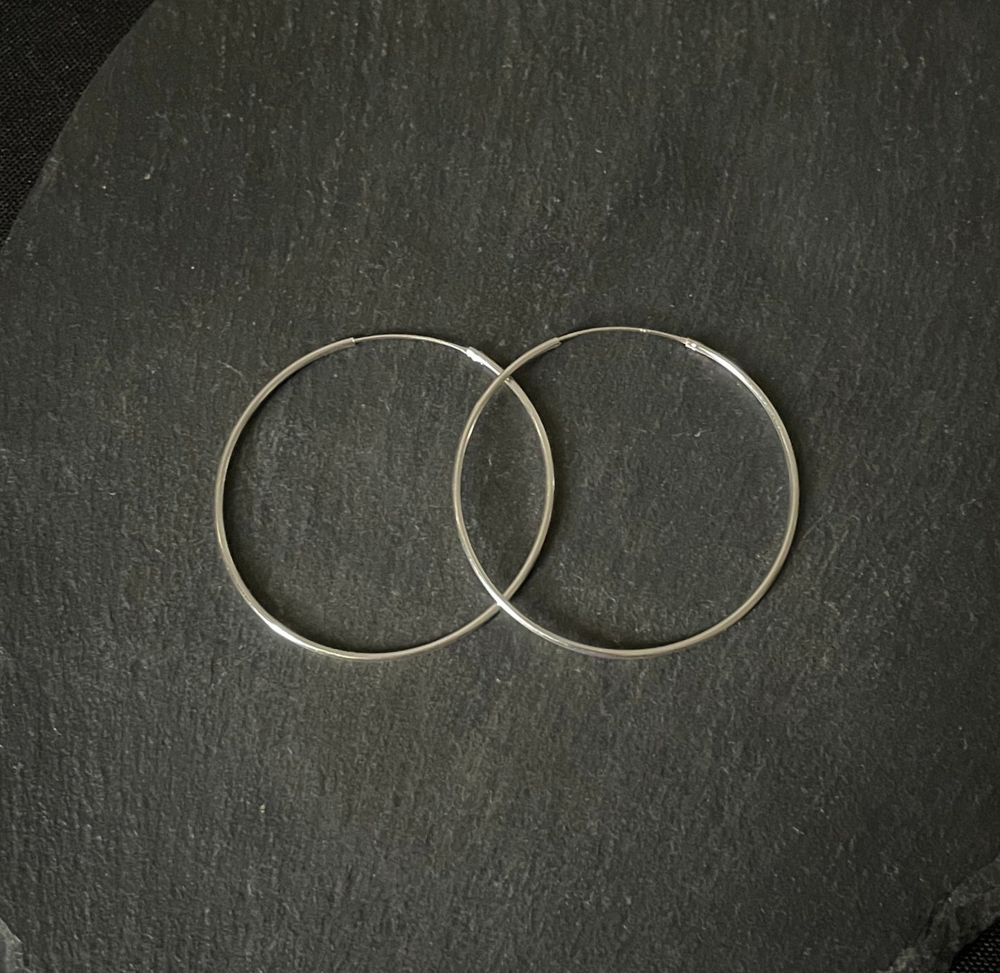 Round Silver Hoops image 0