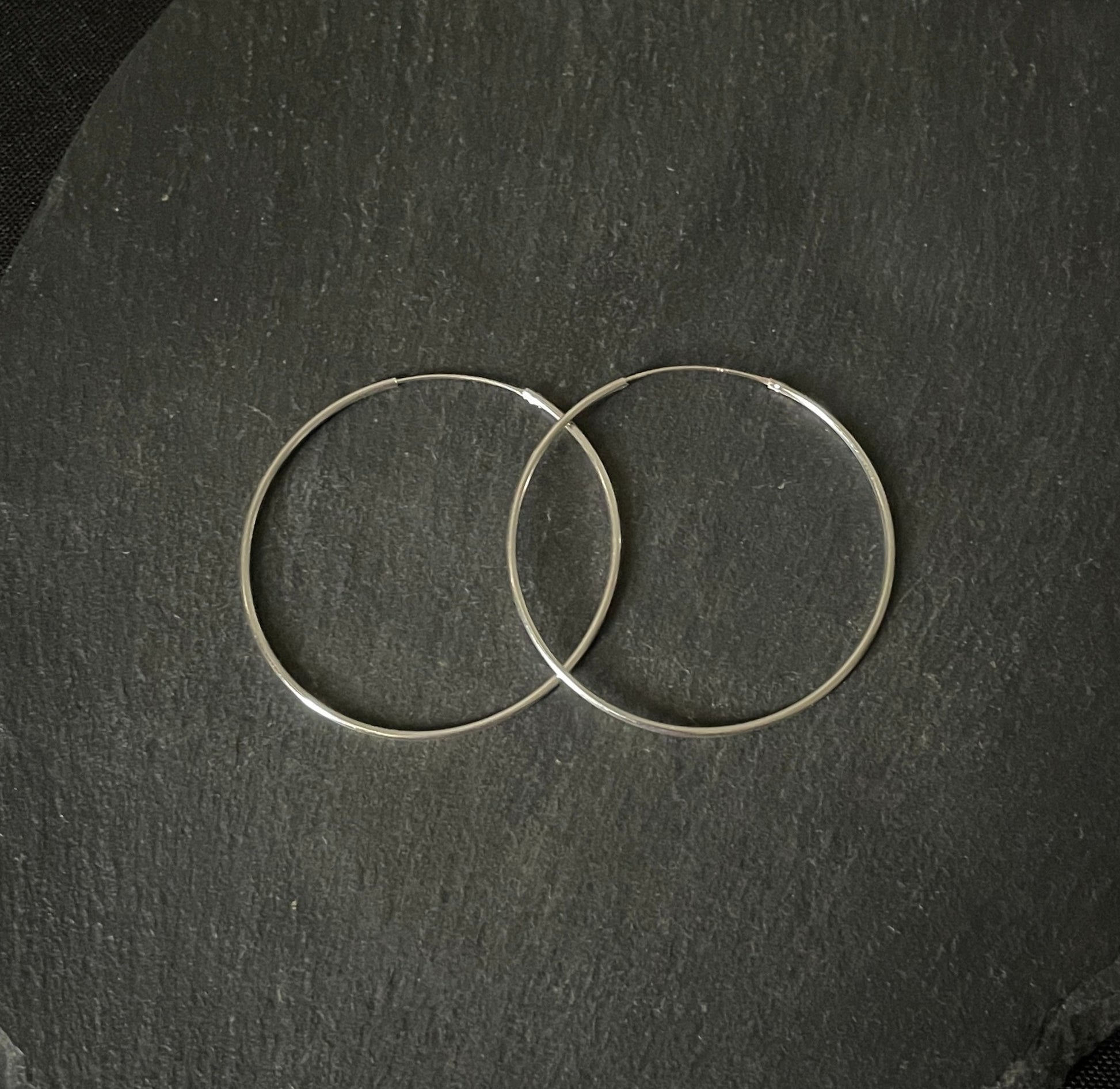 Round Silver Hoops image 0