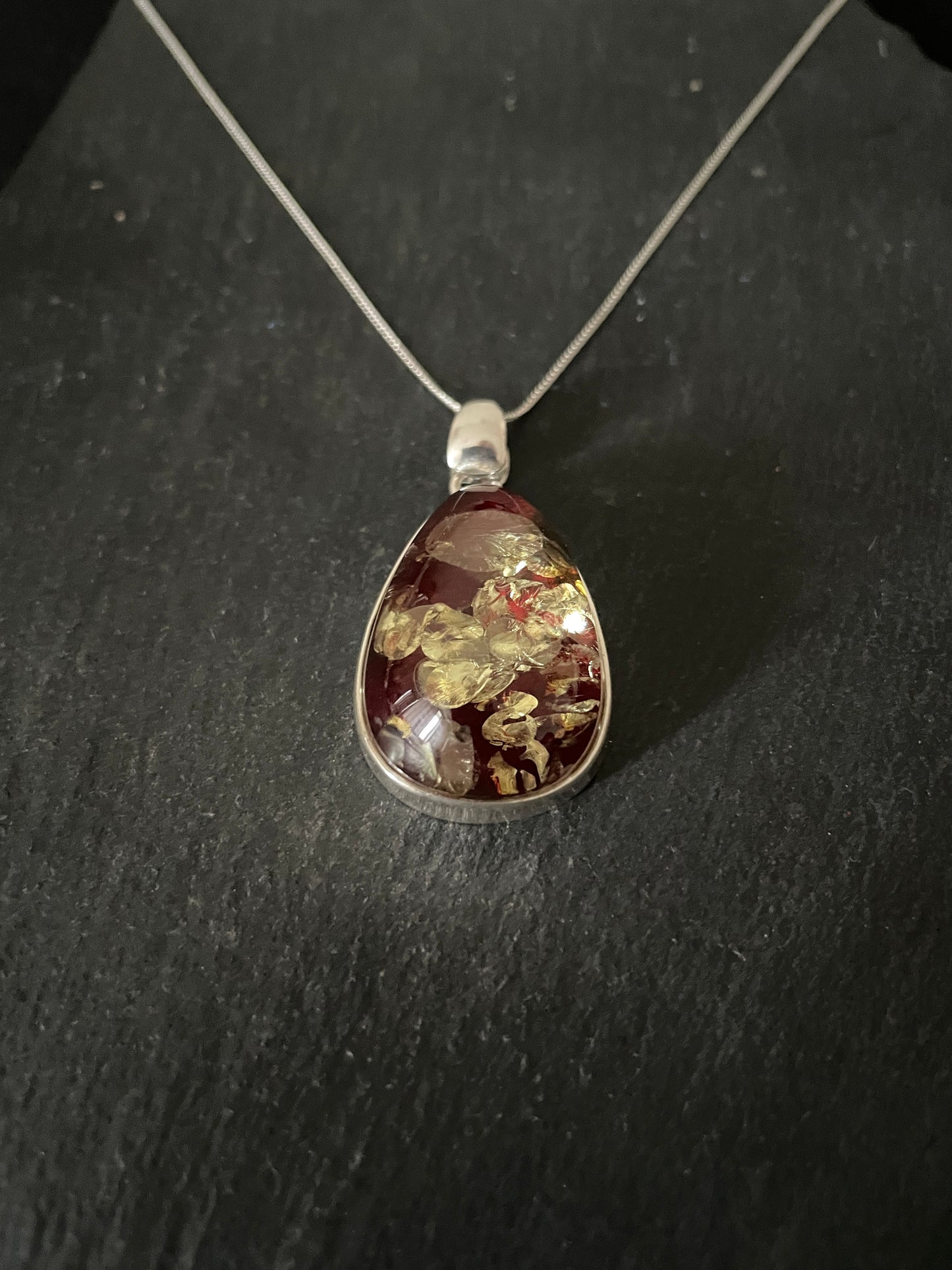 Red Amber and Silver Pendant image 2