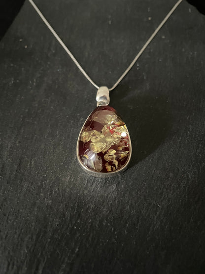Red Amber and Silver Pendant image 2