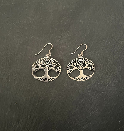 Oval Silver Tree Earrings image 0