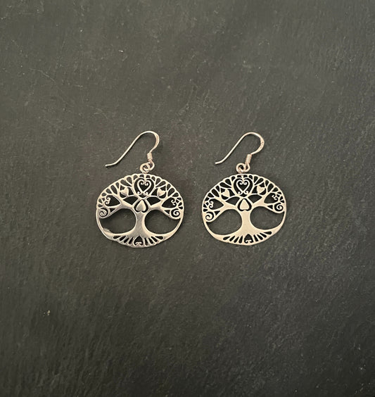 Oval Silver Tree Earrings image 0