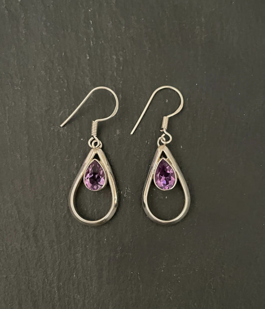 Amethyst Teardrop Earrings image 0