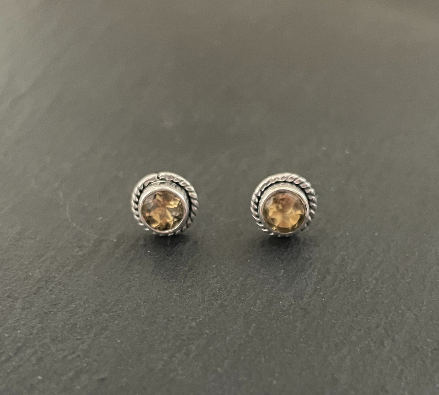 Citrine Round Stud Earrings image 0