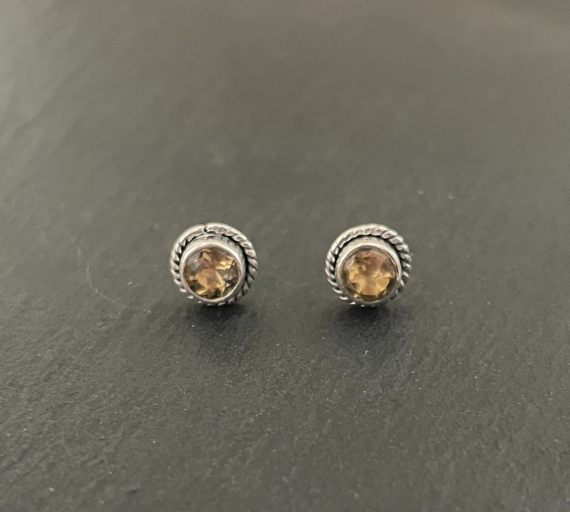 Citrine Round Stud Earrings image 0