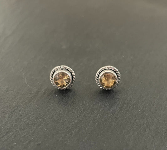 Citrine Round Stud Earrings image 0