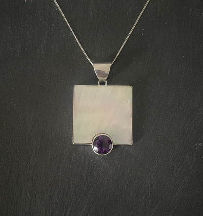 Amethyst and Mother of Pearl Pendant image 0