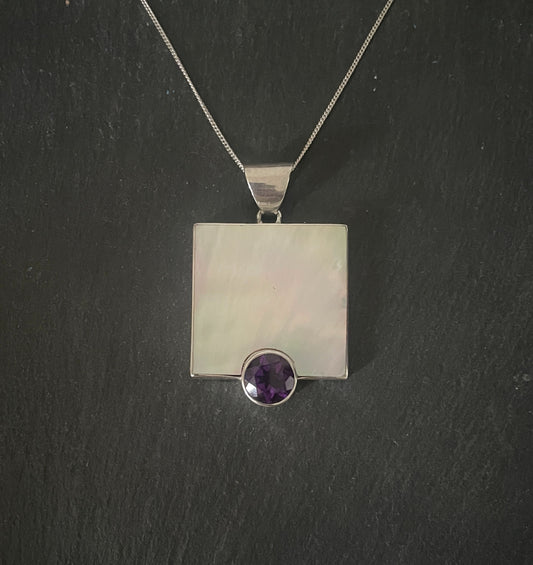 Amethyst and Mother of Pearl Pendant image 0
