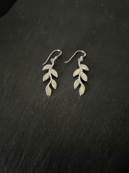 Mother Of Pearl and Silver Leaf Earrings image 1
