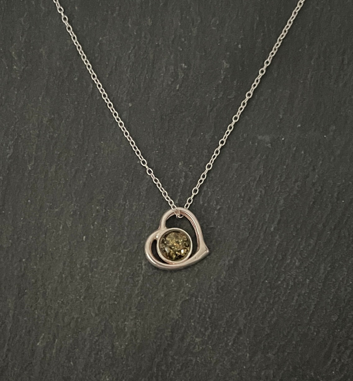 Green Amber Heart Pendant image 0