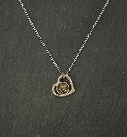 Green Amber Heart Pendant image 0