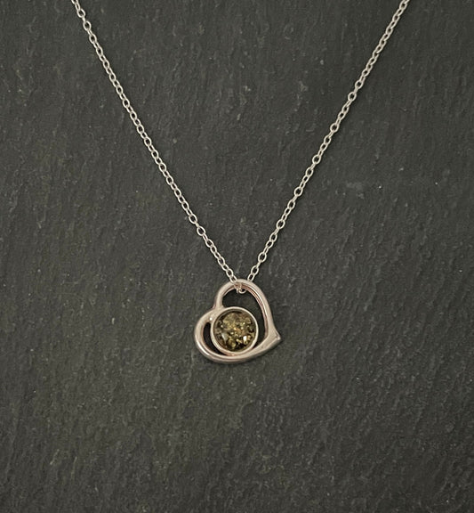 Green Amber Heart Pendant image 0