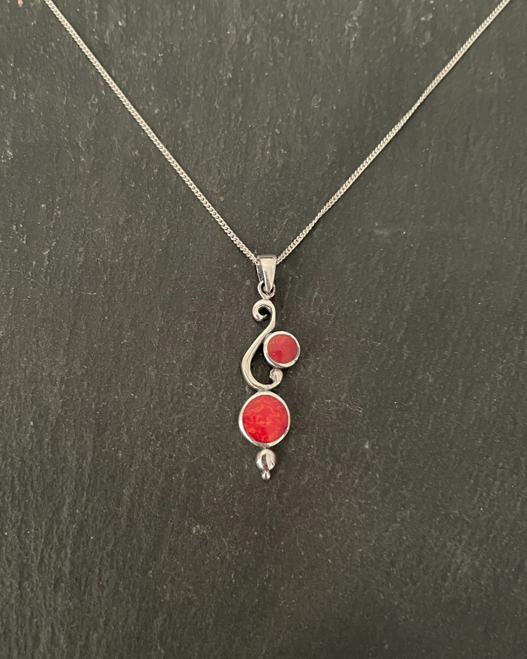 Round Coral Drop Pendant image 0