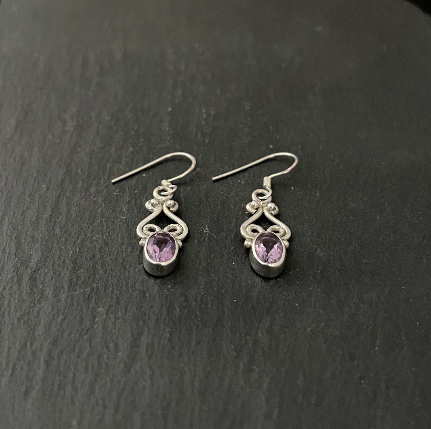 Amethyst and Silver Drop Earrings image 1
