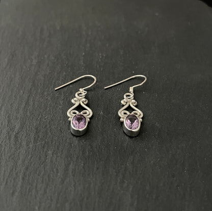 Amethyst and Silver Drop Earrings image 1