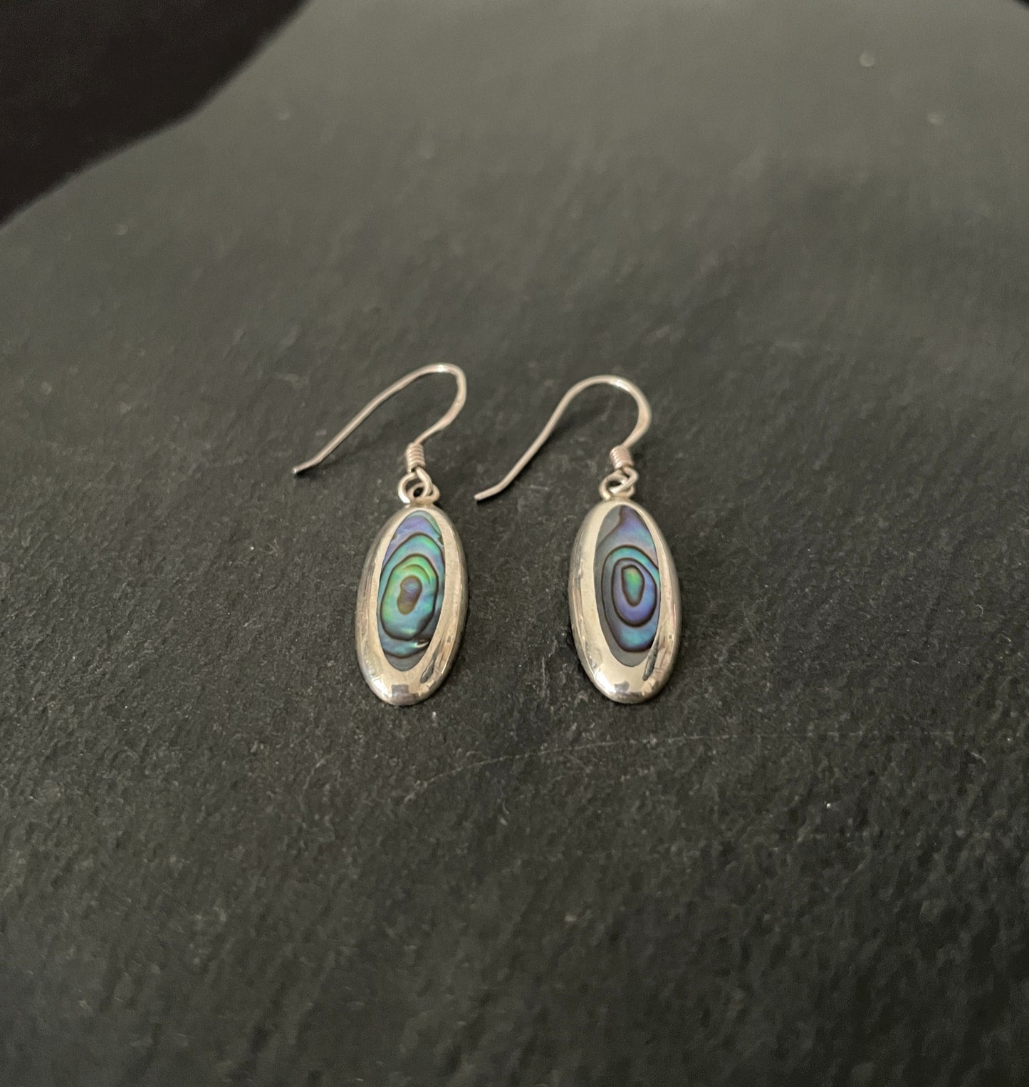 Paua Shell Long Oval and Silver Earrings image 1