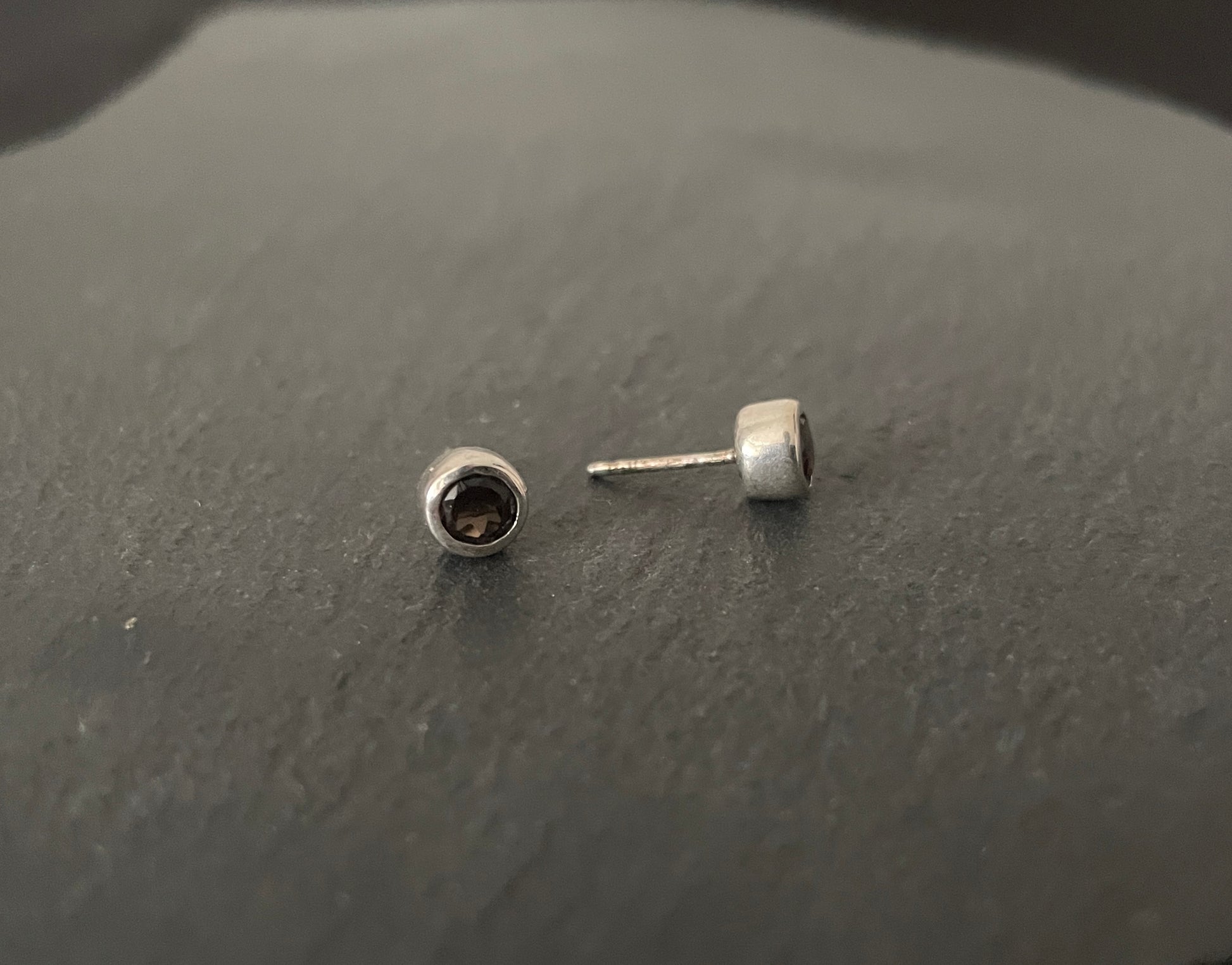 Smokey Quartz Round Studs image 1
