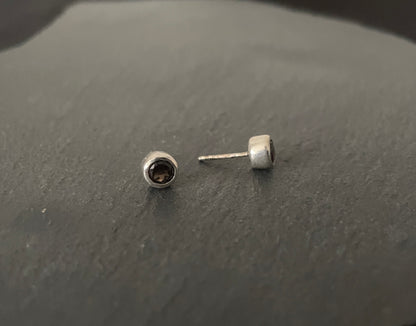 Smokey Quartz Round Studs image 1