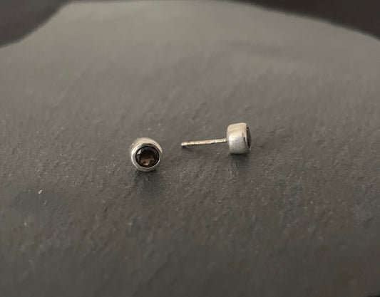 Smokey Quartz Round Studs image 1