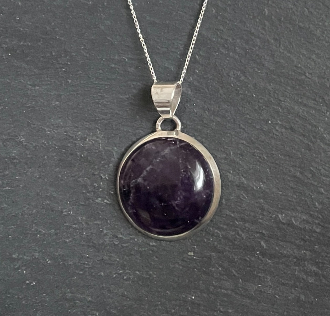 Round Amethyst and Silver Pendant image 0