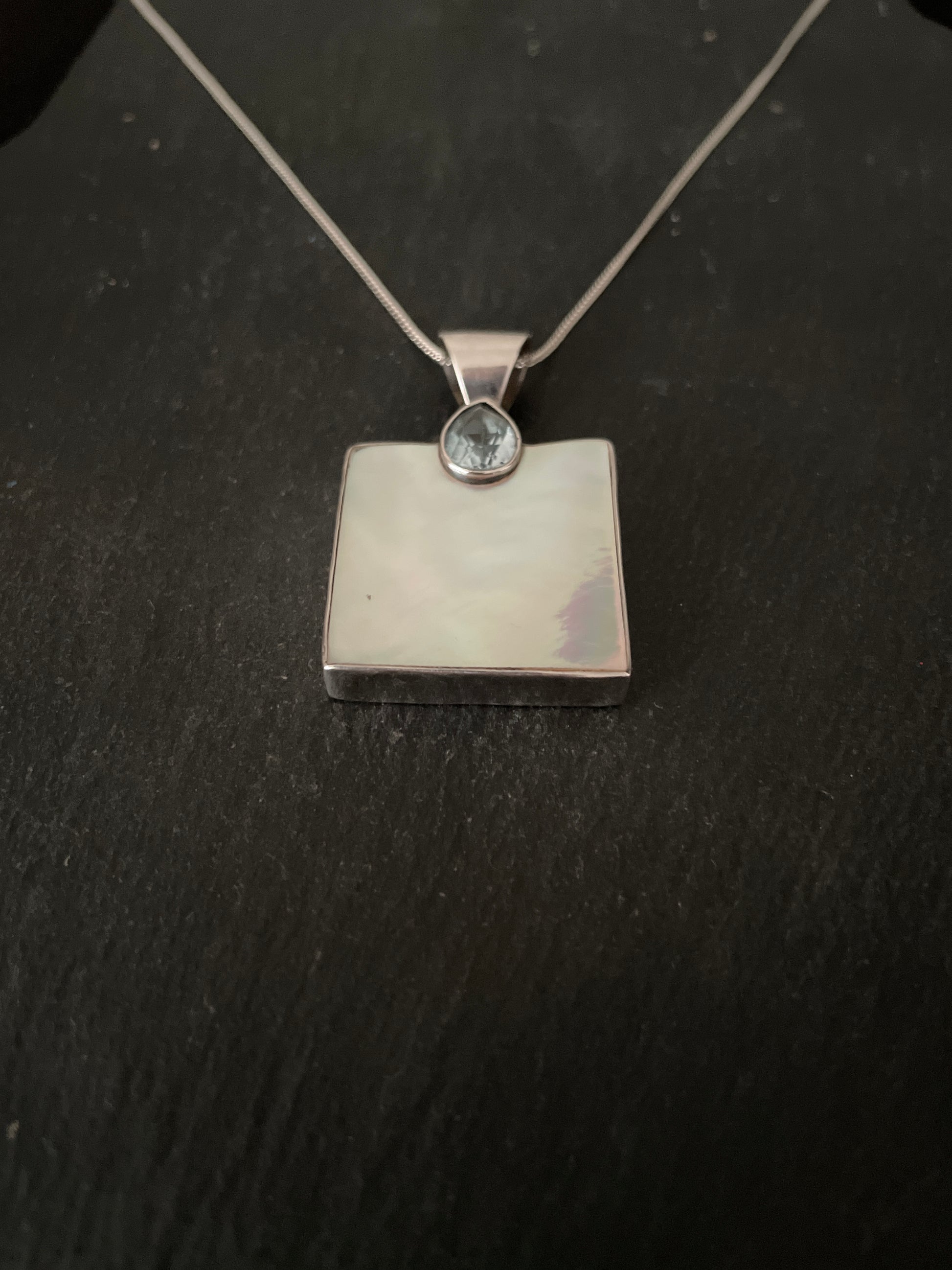 Blue Topaz and Mother of Pearl Pendant image 1