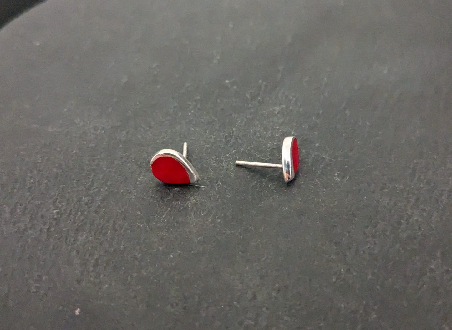 Coral Teardrop Stud Earrings image 1