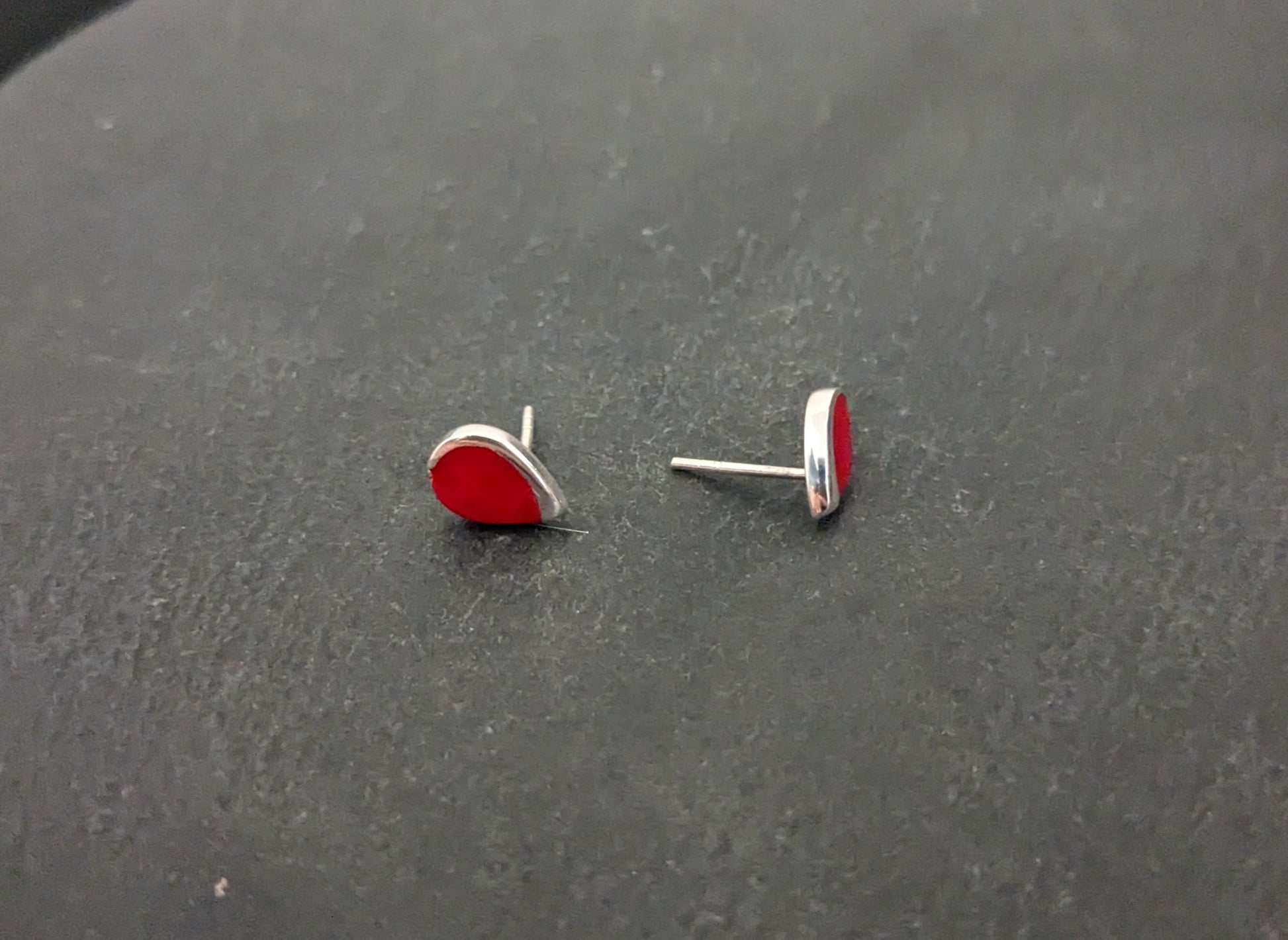 Coral Teardrop Stud Earrings image 1