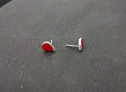 Coral Teardrop Stud Earrings image 1