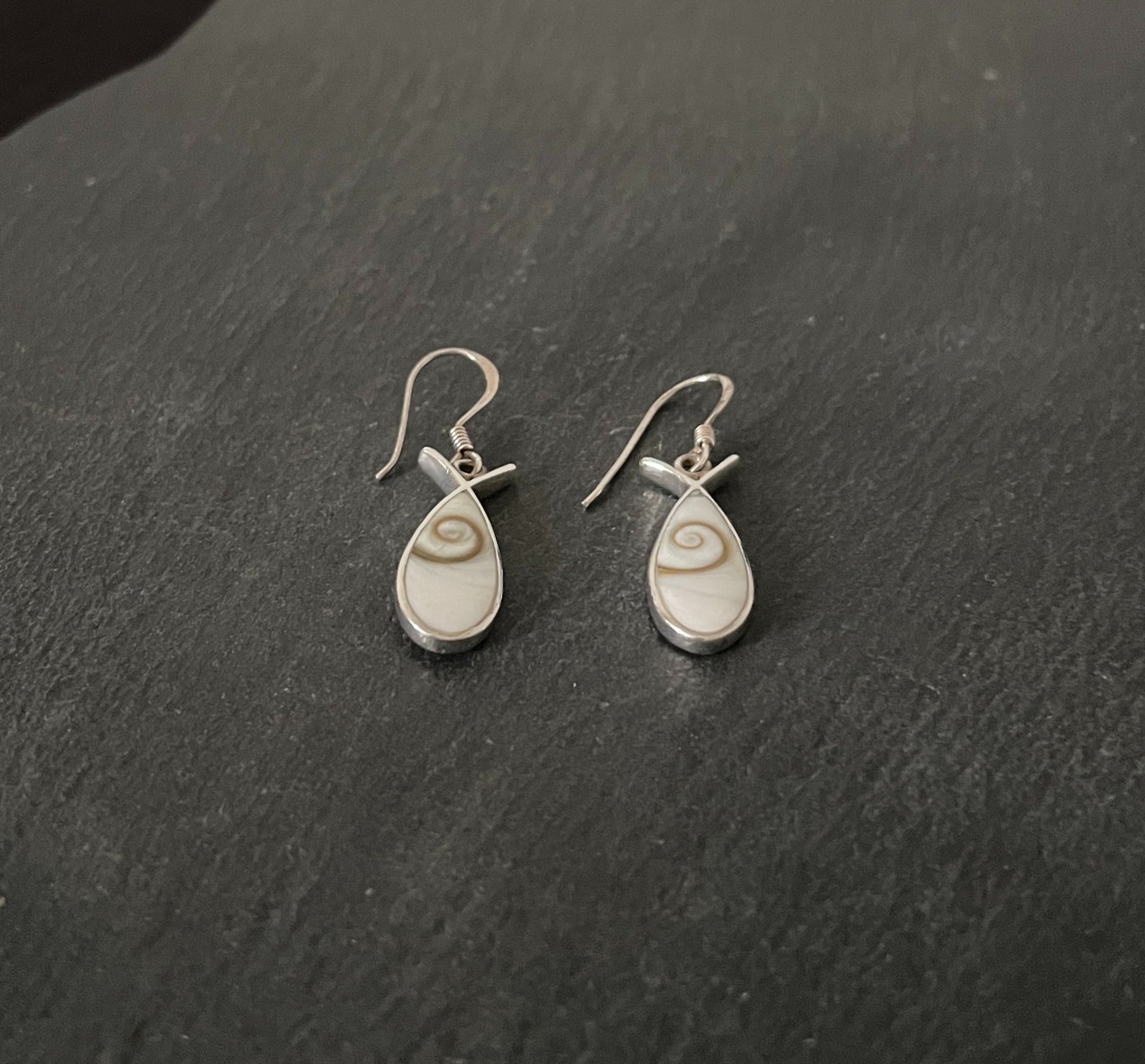 Shiva Shell and Silver Teardrop Earrings image 1