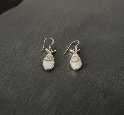 Shiva Shell and Silver Teardrop Earrings image 1