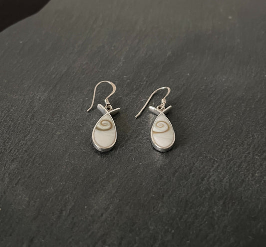 Shiva Shell and Silver Teardrop Earrings image 1