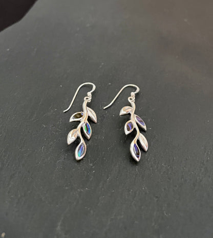 Paua Shell Leaf Earrings image 1