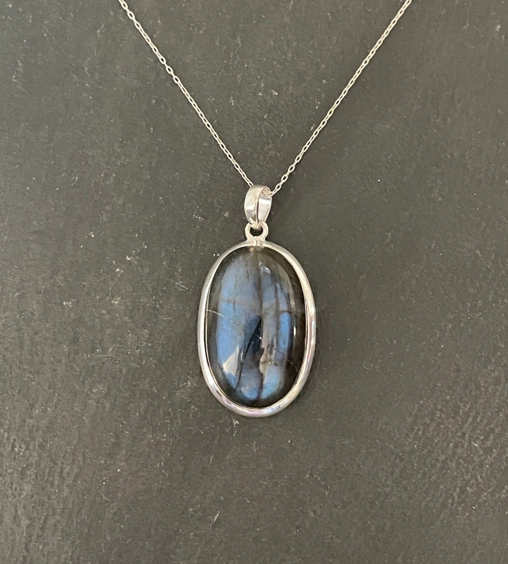 Oval Labradorite and Silver Pendant image 0